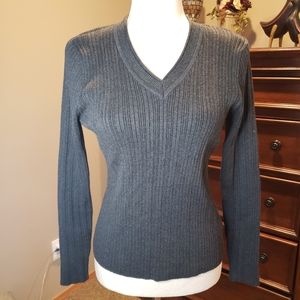 Grey V Neck Sweater Charcoal